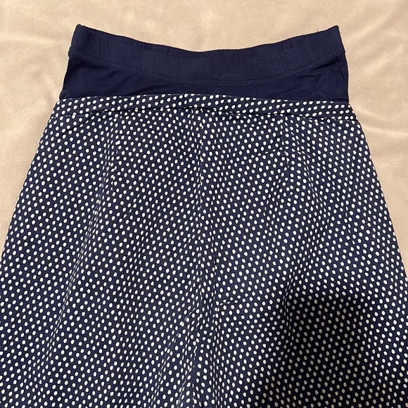 SERAPHINE MATERNITY NAVY OVER BELLY PRINTED POLKA DOT ANKLE PANT SIZE 4 - Picture 7 of 9